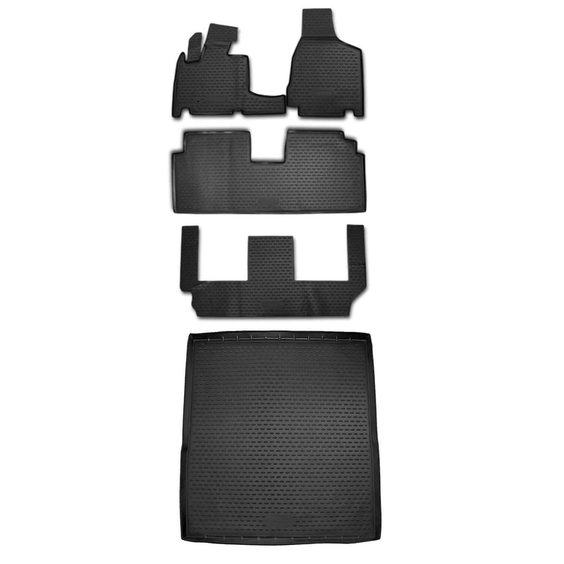 Kit Tapis de sol et coffre pour Chrysler Grand Voyager 2007-2016 Caoutchouc Noir