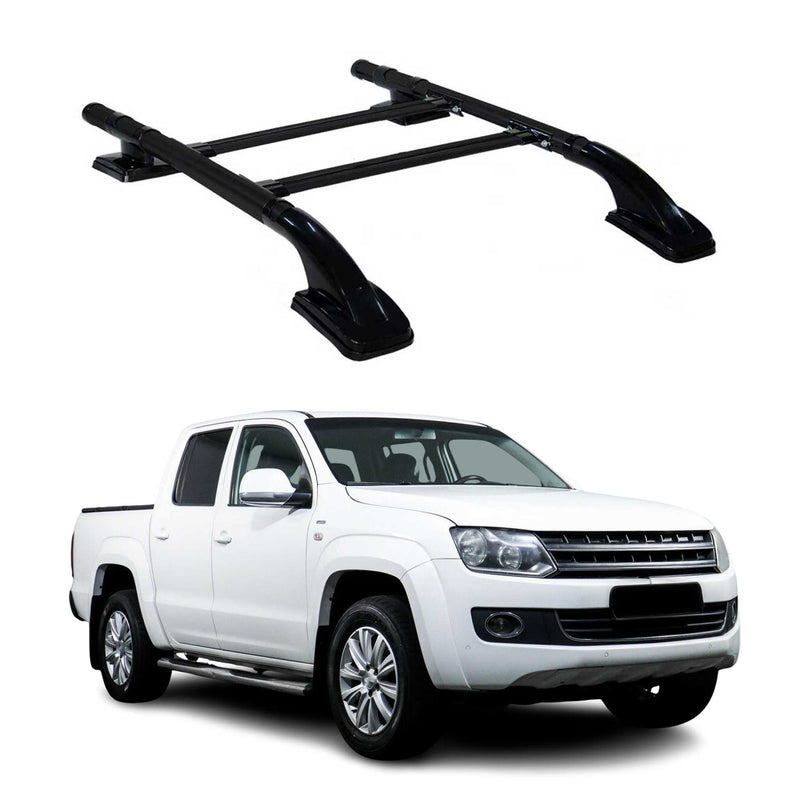 KIT Barres de toit trans+long pour VW Amarok Double Cab  2010-2024 Alu Noir
