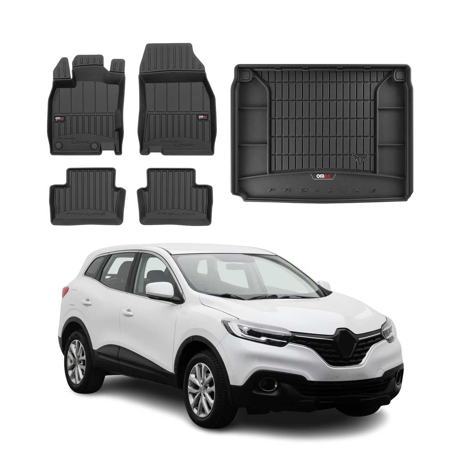 Kit Tapis de Sol et Coffre pour Renault Kadjar 2015-2022 TPE Noir