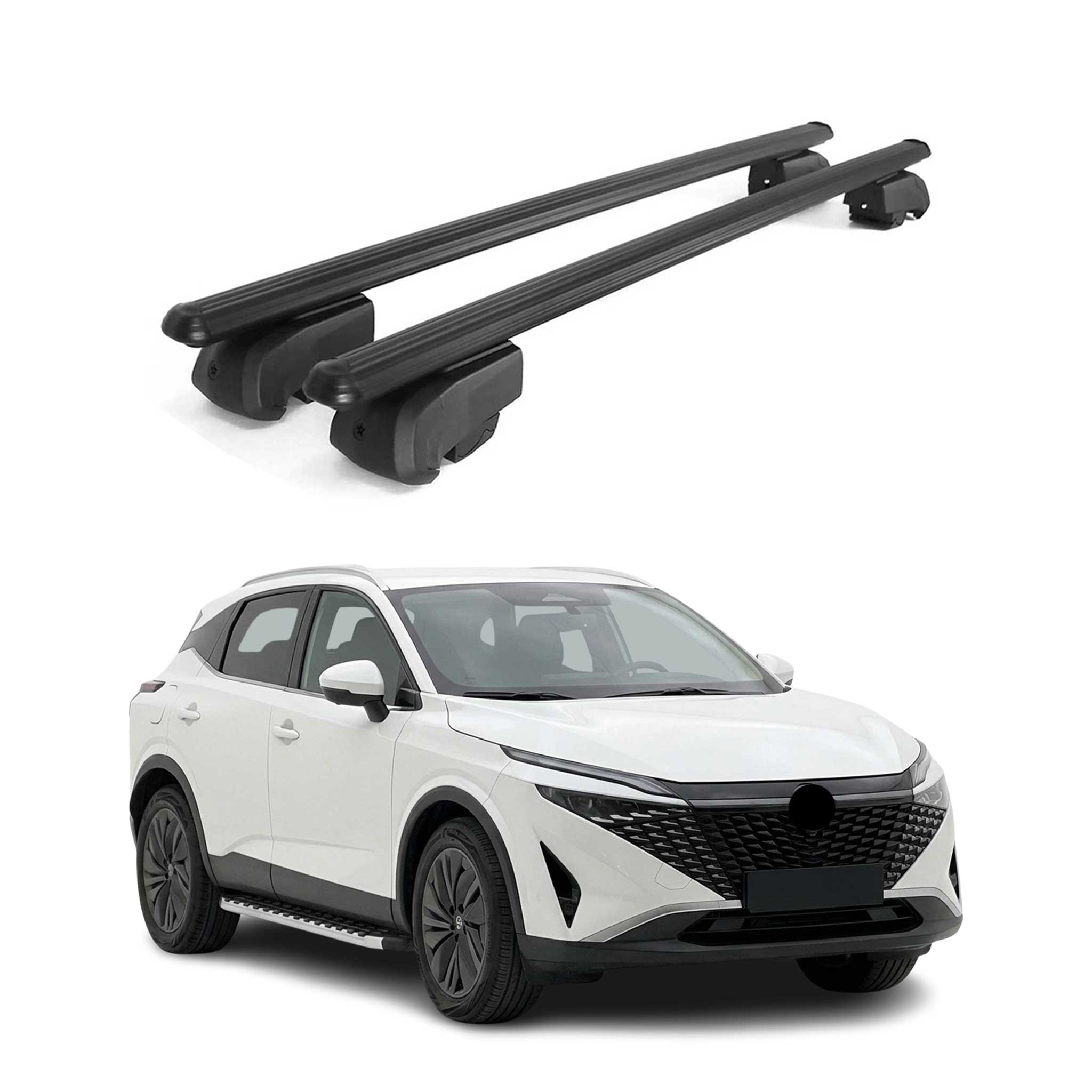 Barres de toit Transversales pour Nissan Qashqai J12 2021-2026 Aluminium Noir 2x