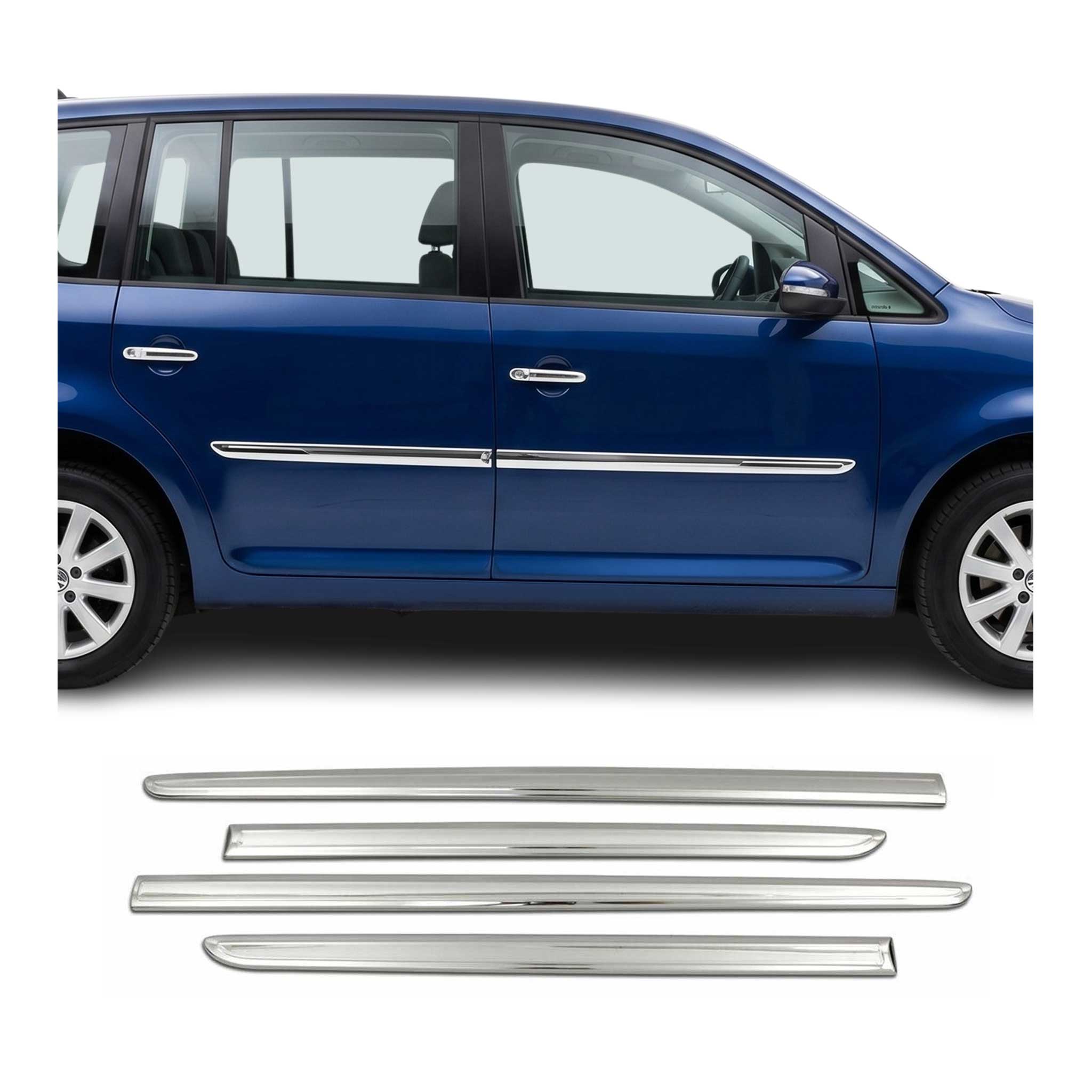 Garniture Baguette de porte latérale pour VW Caddy 2015-2020 en acier inox 4Pcs