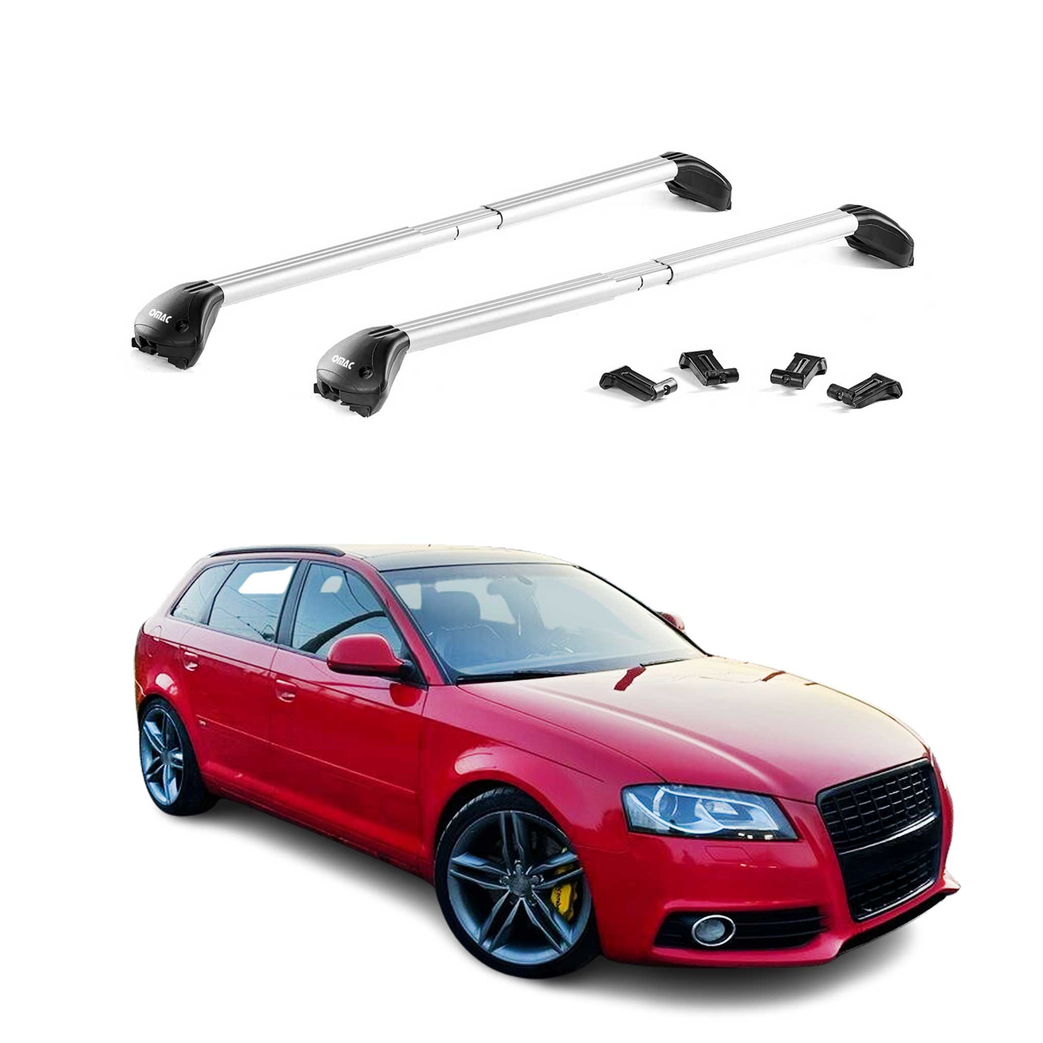 Barres de toit transversales pour Audi A3 8P 8V 8Y 2004-2026 Alu Gris 2x ABE