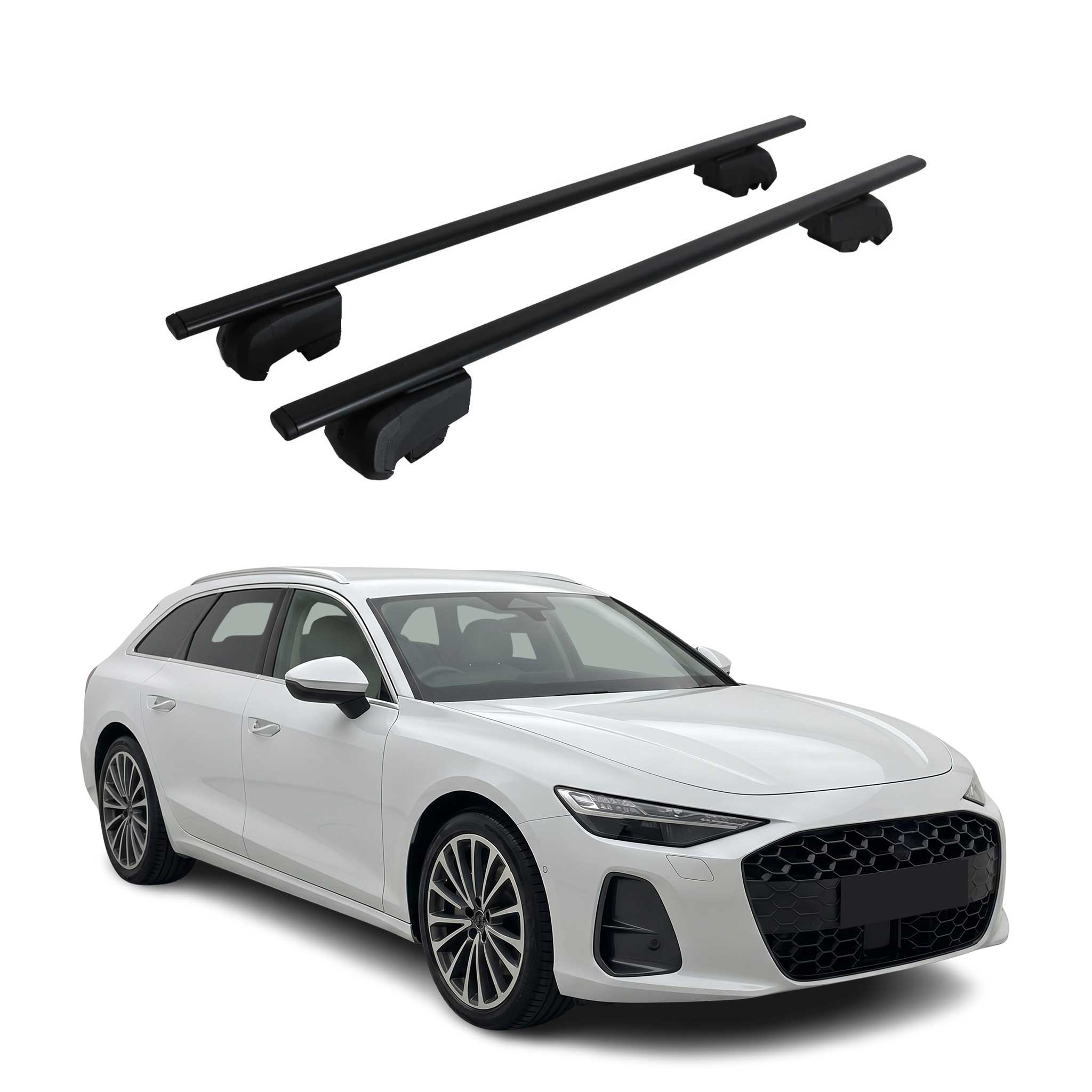 Barres de toit transversales pour Audi A6 C9 Break 2025-2026 Fer Noir 2Pcs