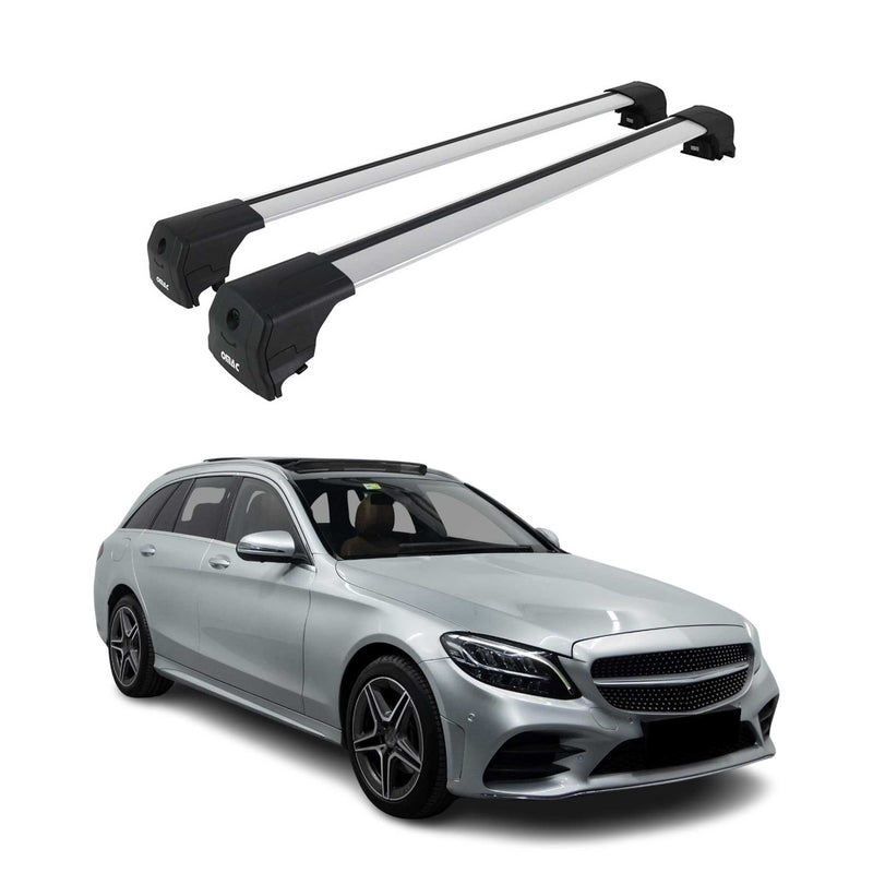 Barres De Toit pour Mercedes Classe C S205 2014-2021 Aluminium Gris ABE