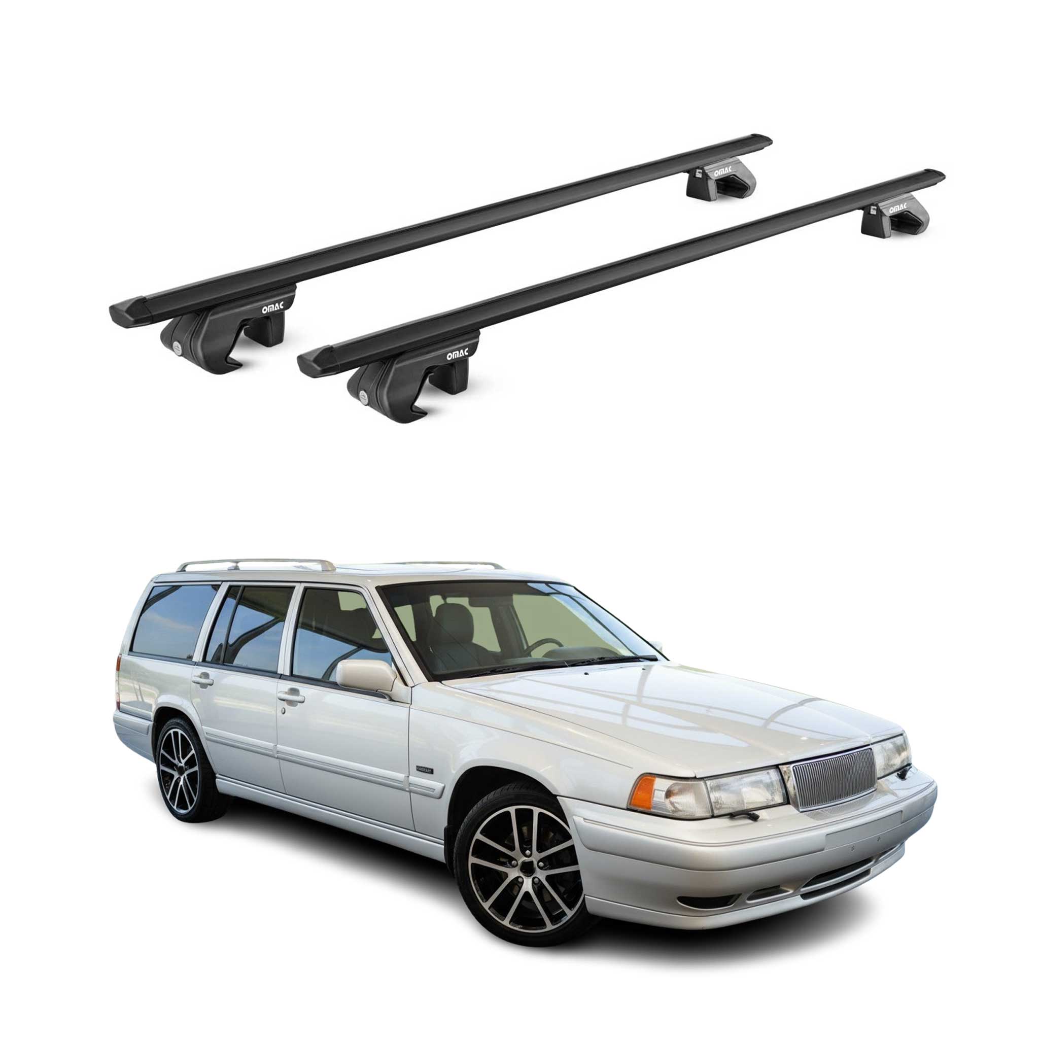 Barres de toit transversales ABE pour Volvo 940 1990-1999 5 P Alu Noir 2x