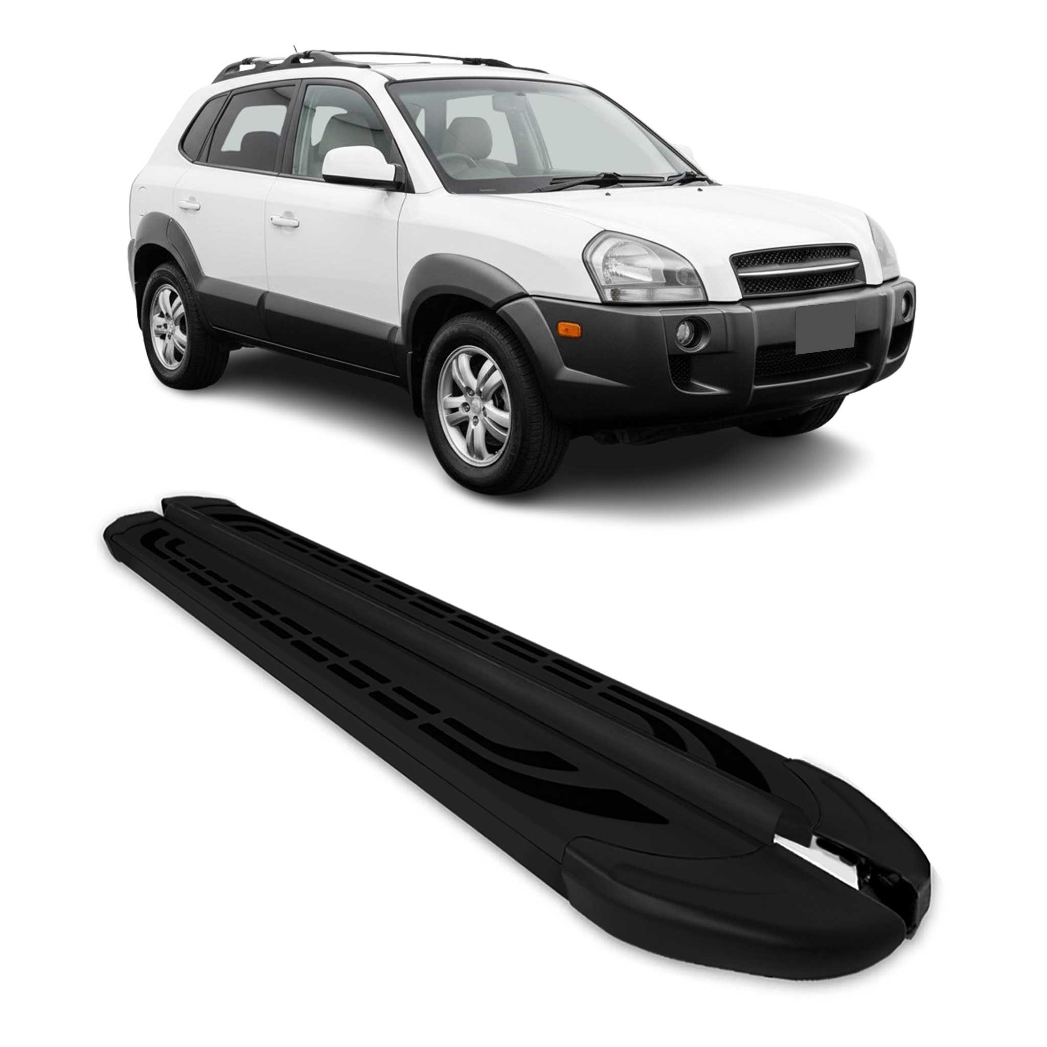 Marchepieds Latéraux pédale pour Hyundai Tucson 2004-2009 Aluminium Noir 2Pcs