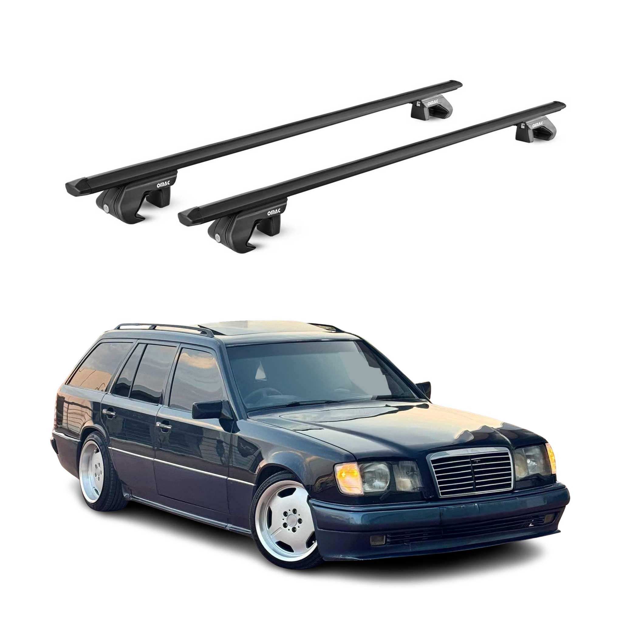 Barres de toit transversales ABE pour Mercedes Classe E SW S124 1985-1995 Noir