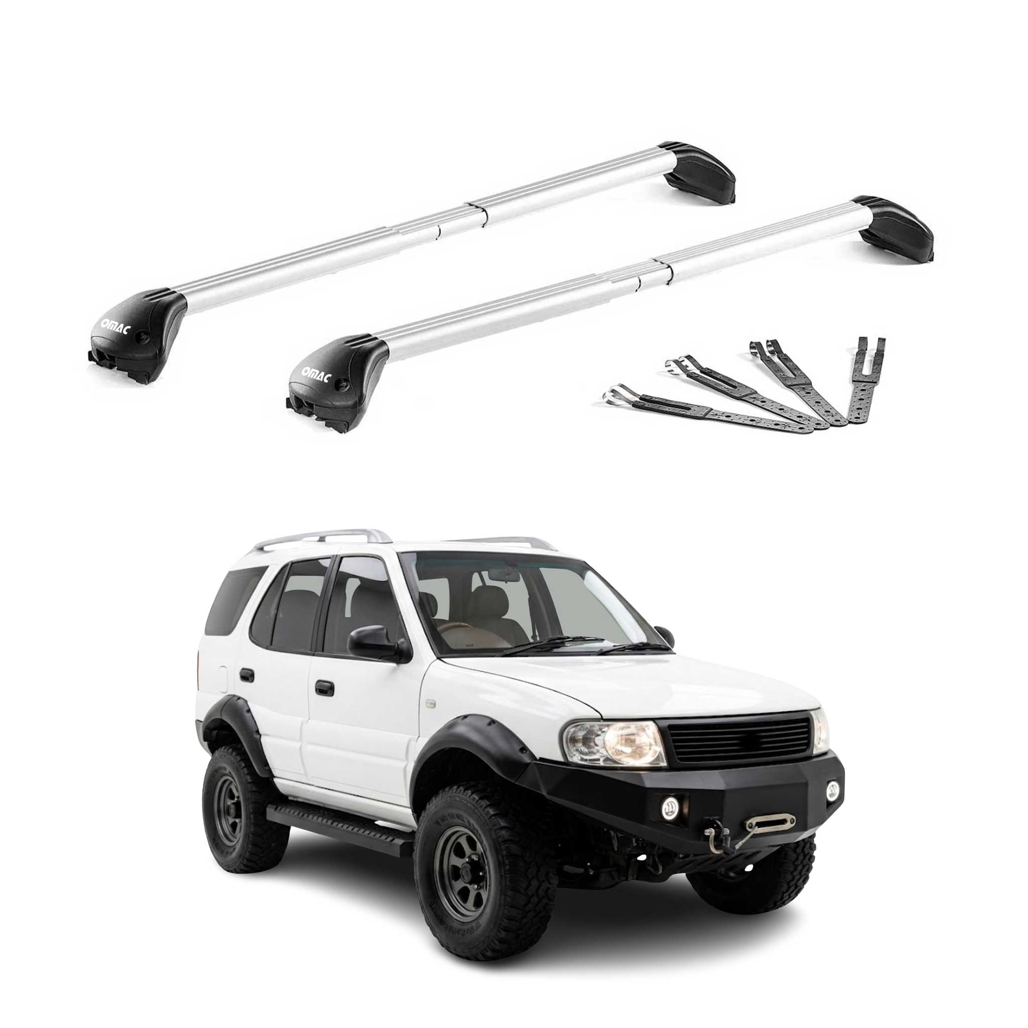 Barres de toit transversales pour Tata Safari mk1 1998-2005 Aluminium Noir ABE