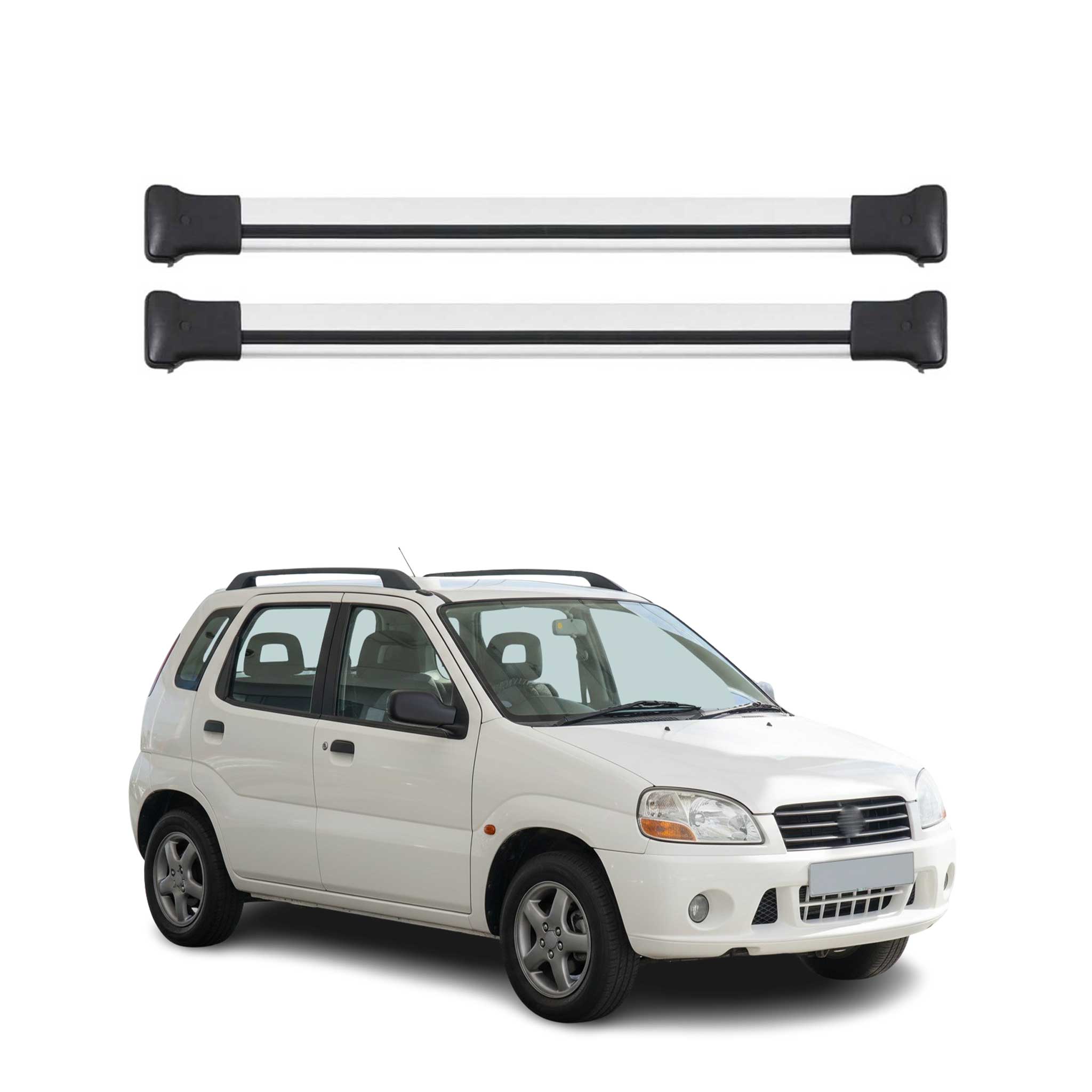 Barres de toit transversales pour Suzuki Ignis I 2004-2006 FL 5Portes Alu Gris
