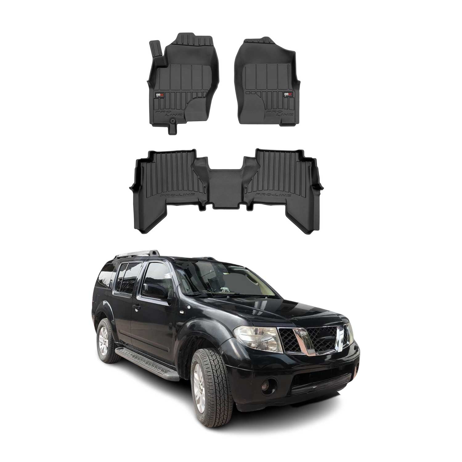 OMAC Tapis de sol en caoutchouc pour Nissan Pathfinder 2005-2014 Noir Premium