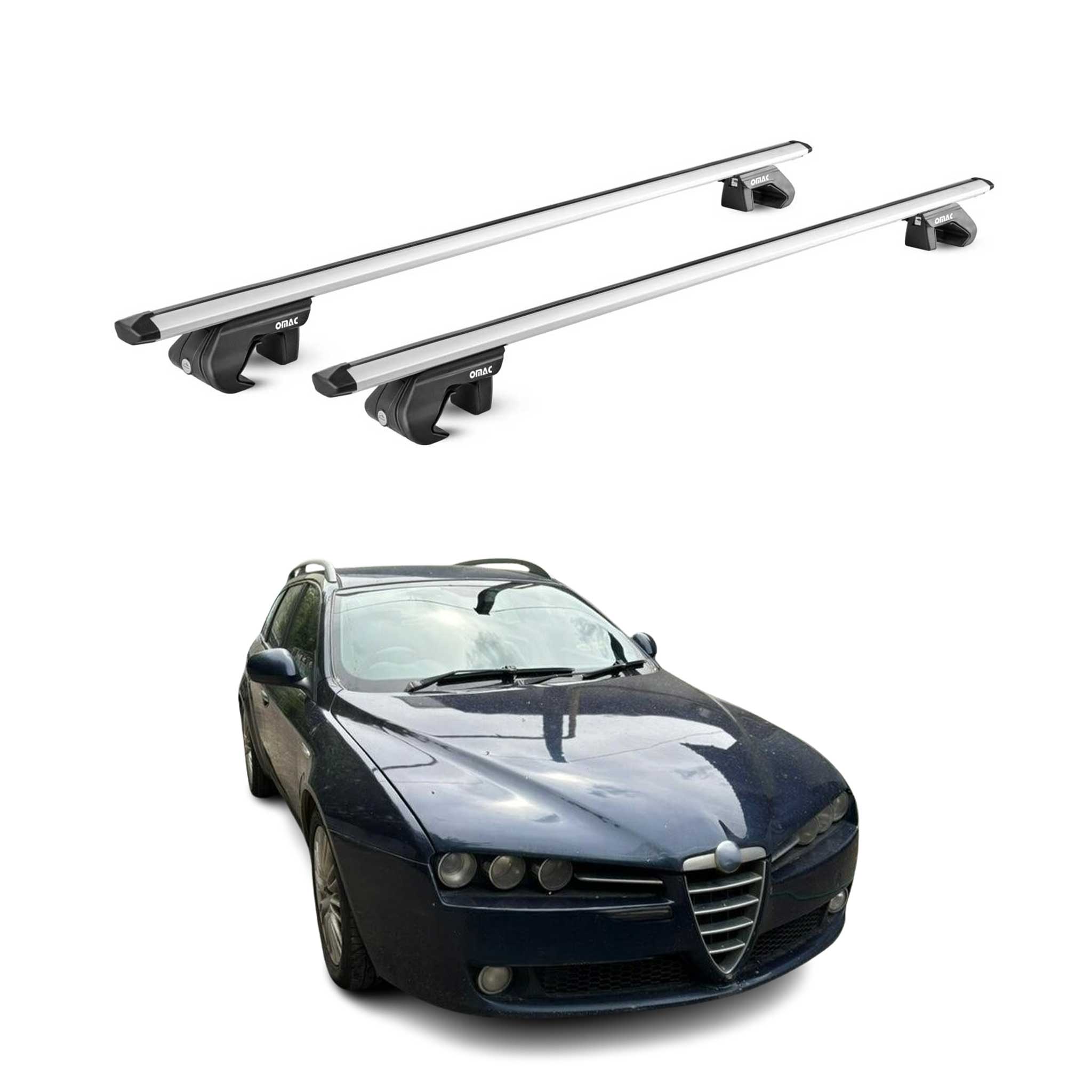 Barres de toit transversales pour Alfa Romeo 159 Break 2005-2013 Alu Gris ABE