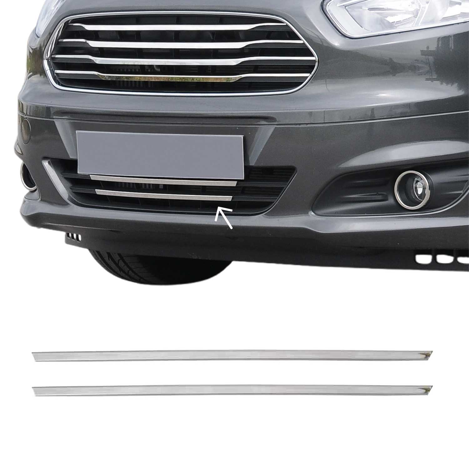 Moulure de Grille de Calandre pour Ford Transit Courier 2014-2017 Chromé 2Pcs