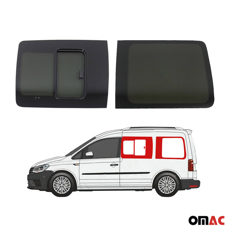 Vitres de Fenêtres Latérales Coulissantes Arriéres pour VW Caddy 2003-2020 L1 4x