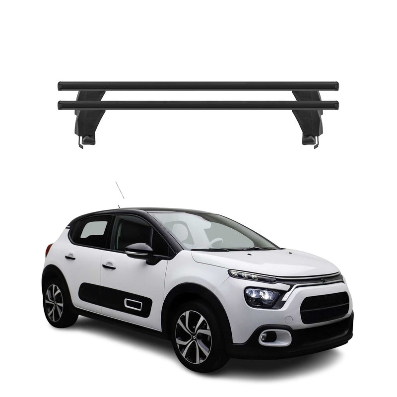 Menabo Barres de toit transversales pour Citroën C3 IV 2024-2025 Alu Noir 2x