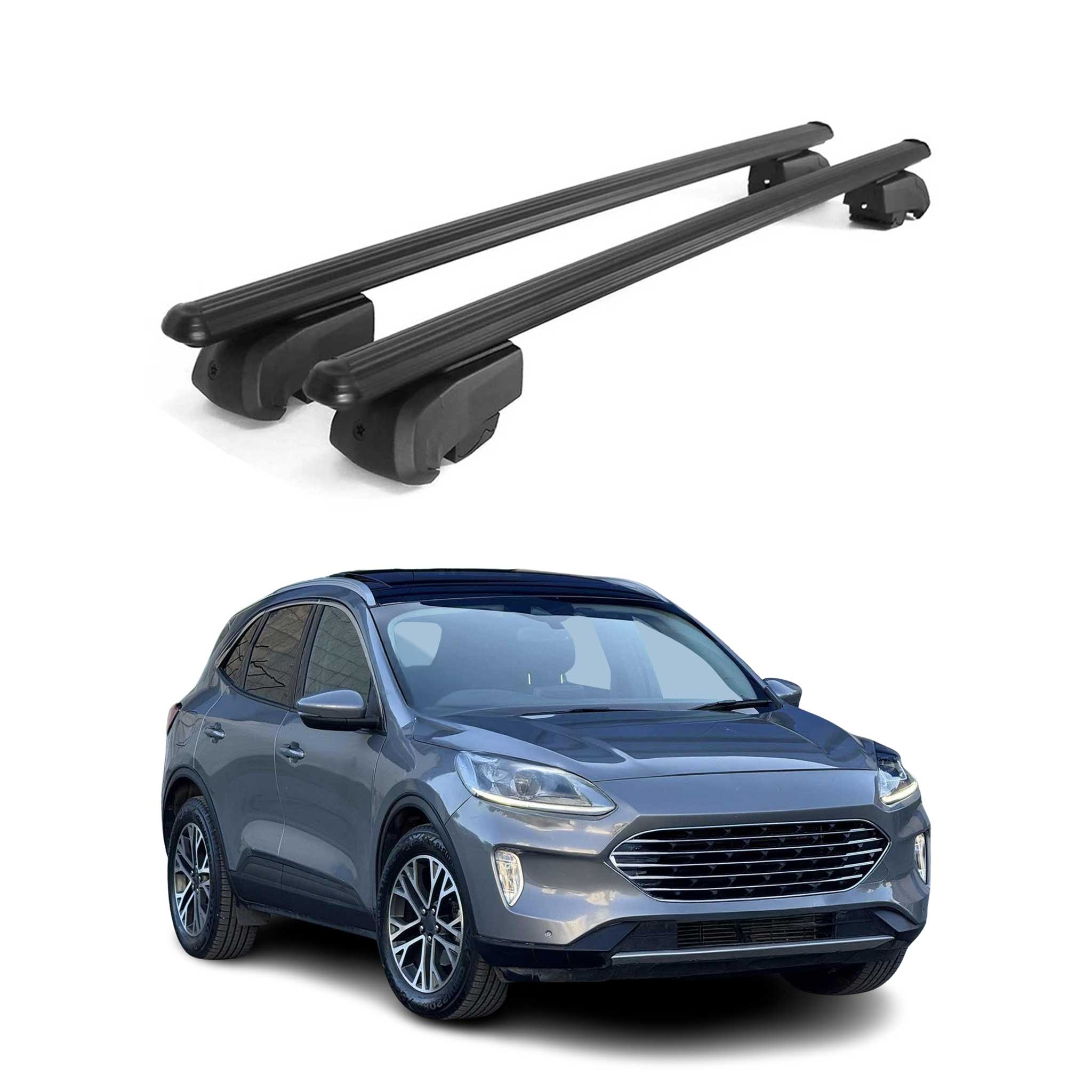 Barres de toit Transversales pour Ford Kuga III 2019-2026 ABE Alu Noir 2x