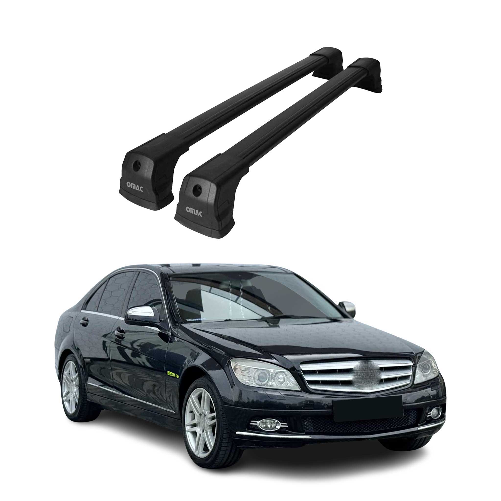 Barres de toit transversales pour Mercedes C-Class 2008-2014 noir en Alu