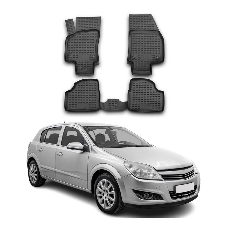 Tapis de sol pour Opel Astra H 2004-2014 HB en caoutchouc TPE 3D Noir 4Pcs
