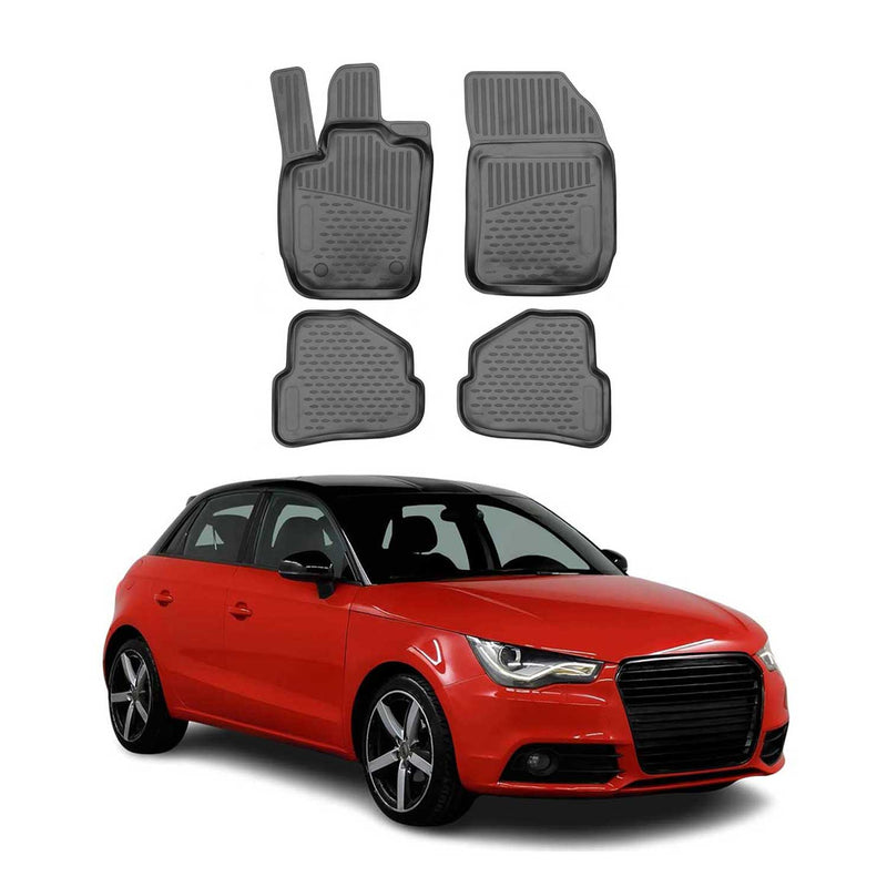 OMAC 3D Tapis de sol pour Audi A1 / A1 8X Sportback 2010-2018 en caoutchouc Noir