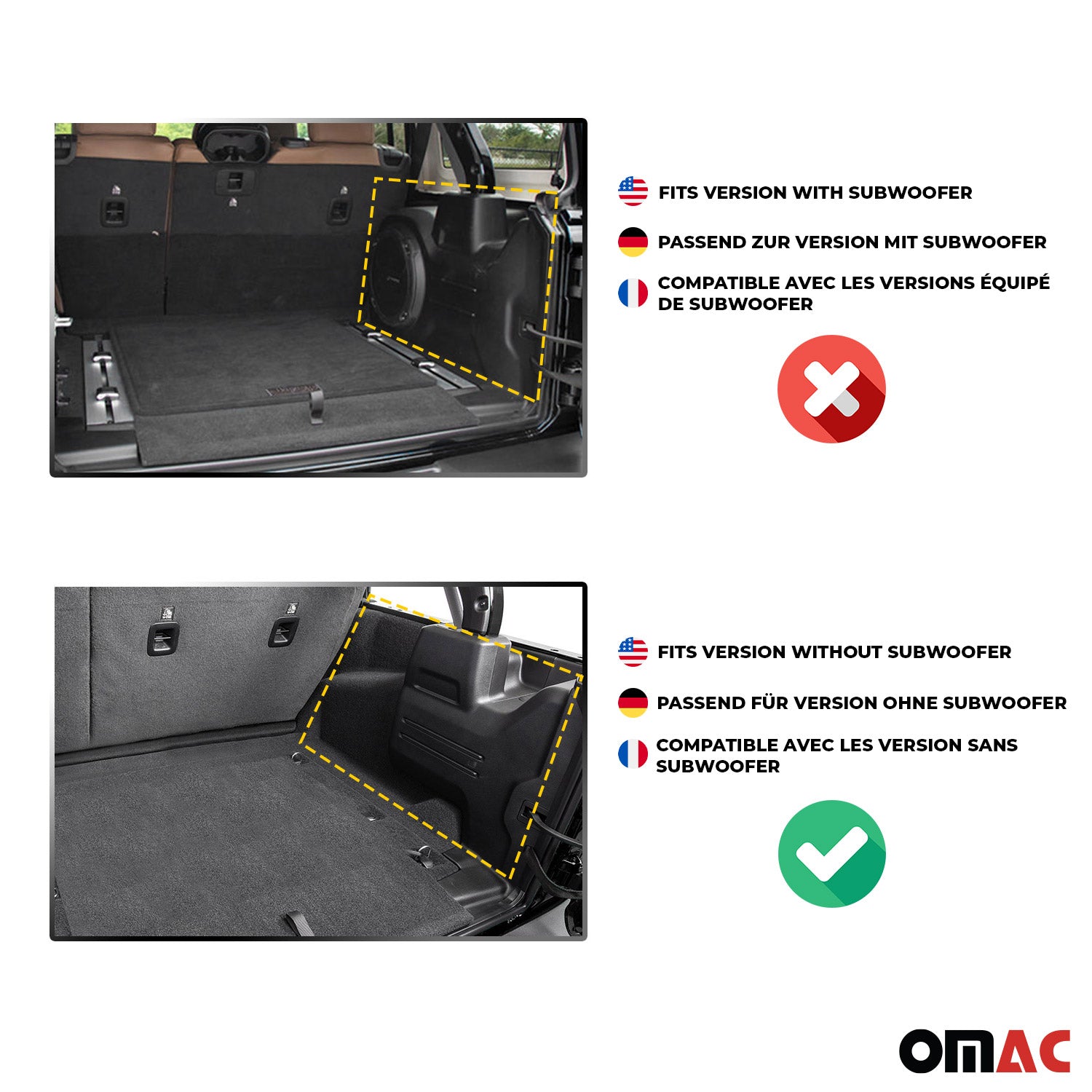 OMAC Tapis de Coffre pour Lexus CT Hybrid 2010-2020 sans subwoofer TPE Noir