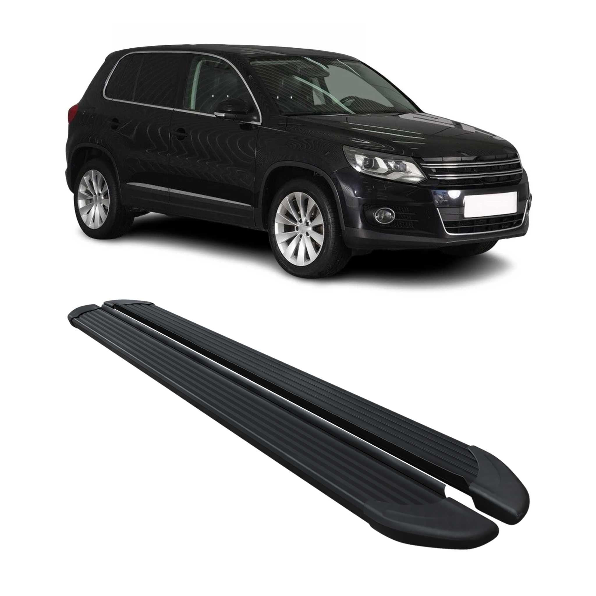 Marchepieds Latéraux pédale pour VW Tiguan 2007-2016 en Aluminium Noir 2Pcs