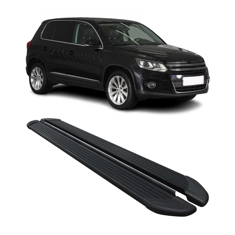Marchepieds Latéraux pédale pour VW Tiguan 2007-2016 en Alu Noir 2Pcs