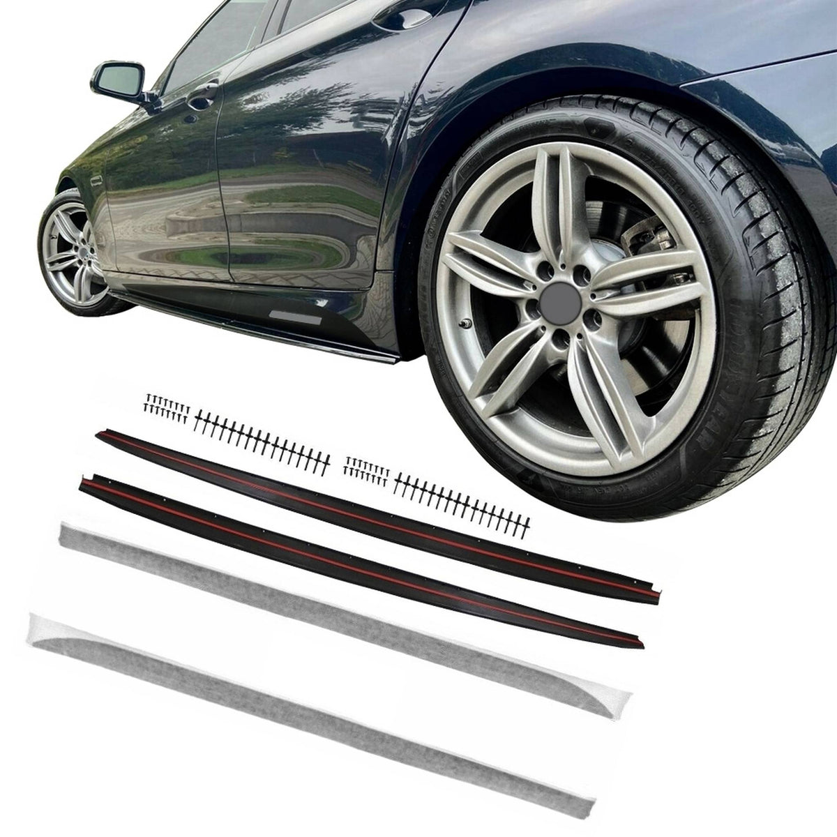 JOM Bas de Caisse pour BMW Série 5 F10 F11 2010-2017 Noir Mat Polypropylène