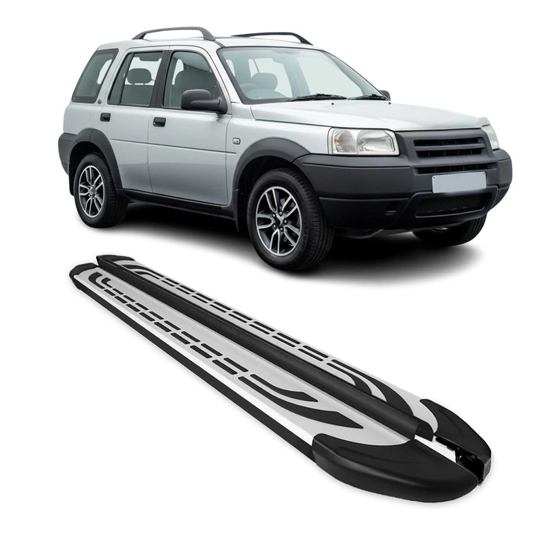 Marchepieds Latéraux pour Land Rover Freelander 1997-2006 Aluminium Gris Noir 2x