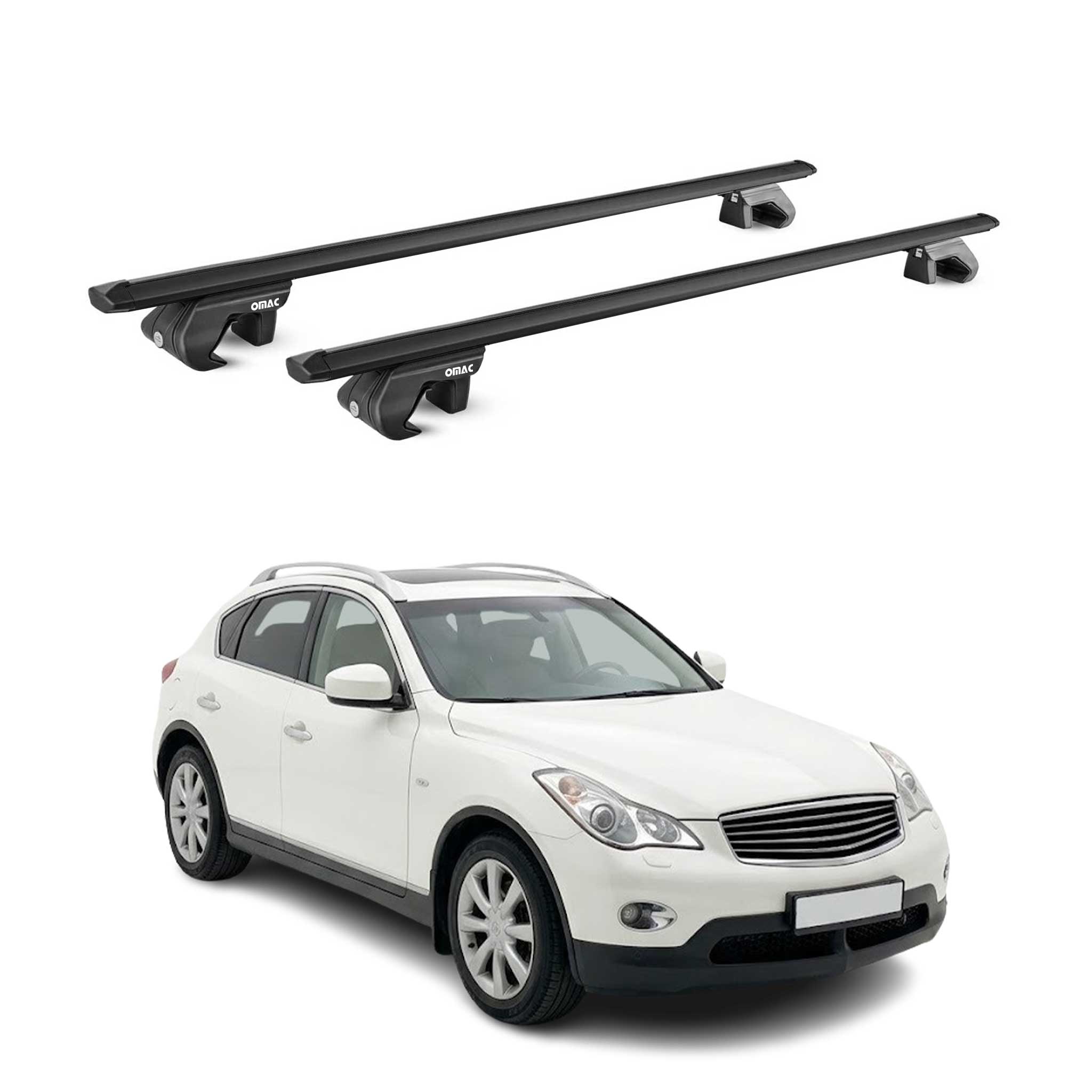 Barres de toit transversales pour Infiniti EX30 Diesel 2012-2014 Alu Noir ABE