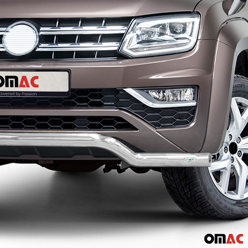 Pare-Buffle Avant Pour VW Amarok 2016-2020 en Acier Inoxy Argent