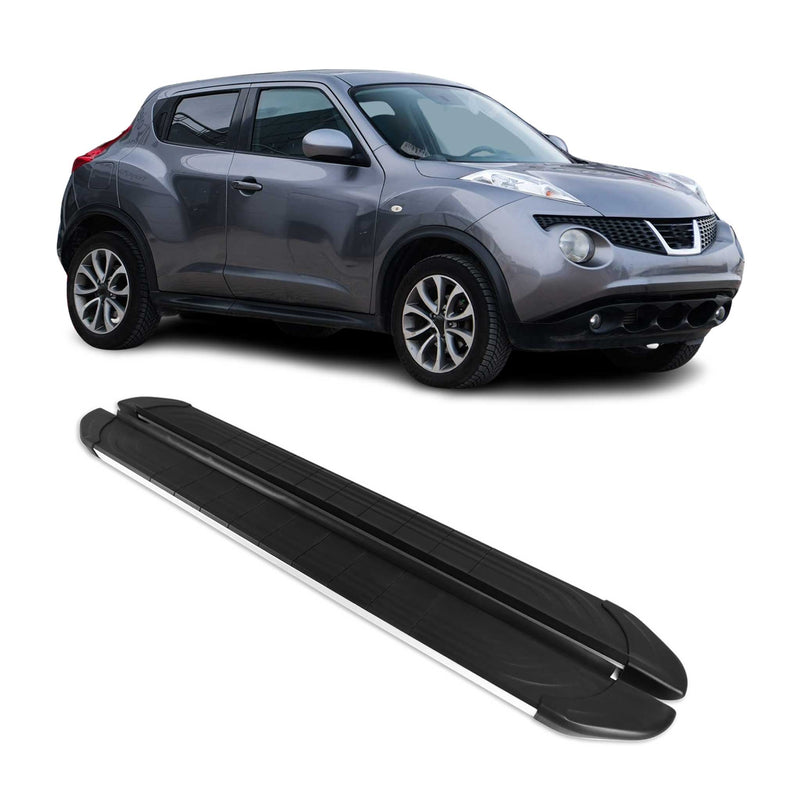 Marchepieds Latéraux pour Nissan Juke 2010-2019 Aluminium Gris Noir 2Pcs