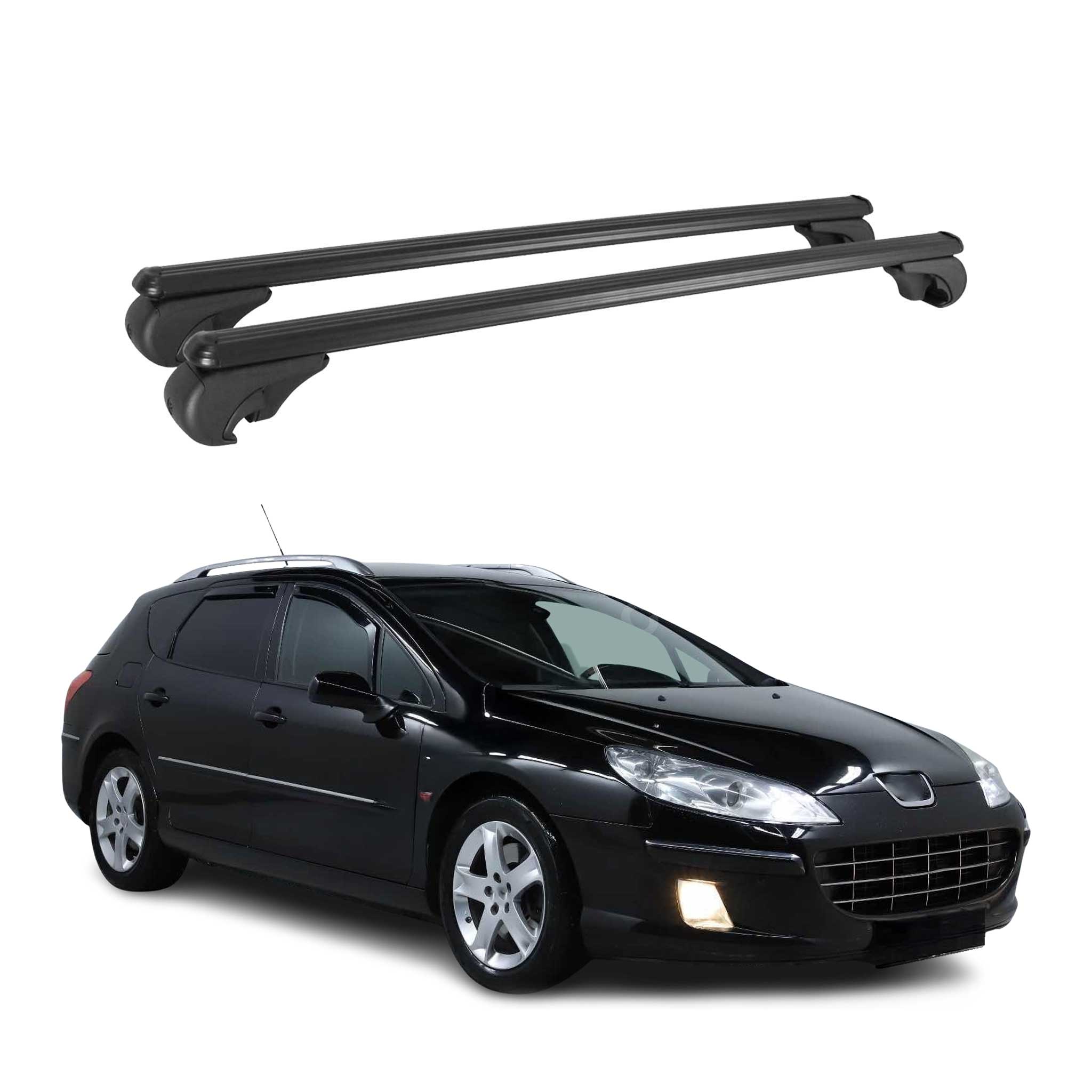 Barres de toit Transversales pour Peugeot 407 2004-2011 Aluminium Noir