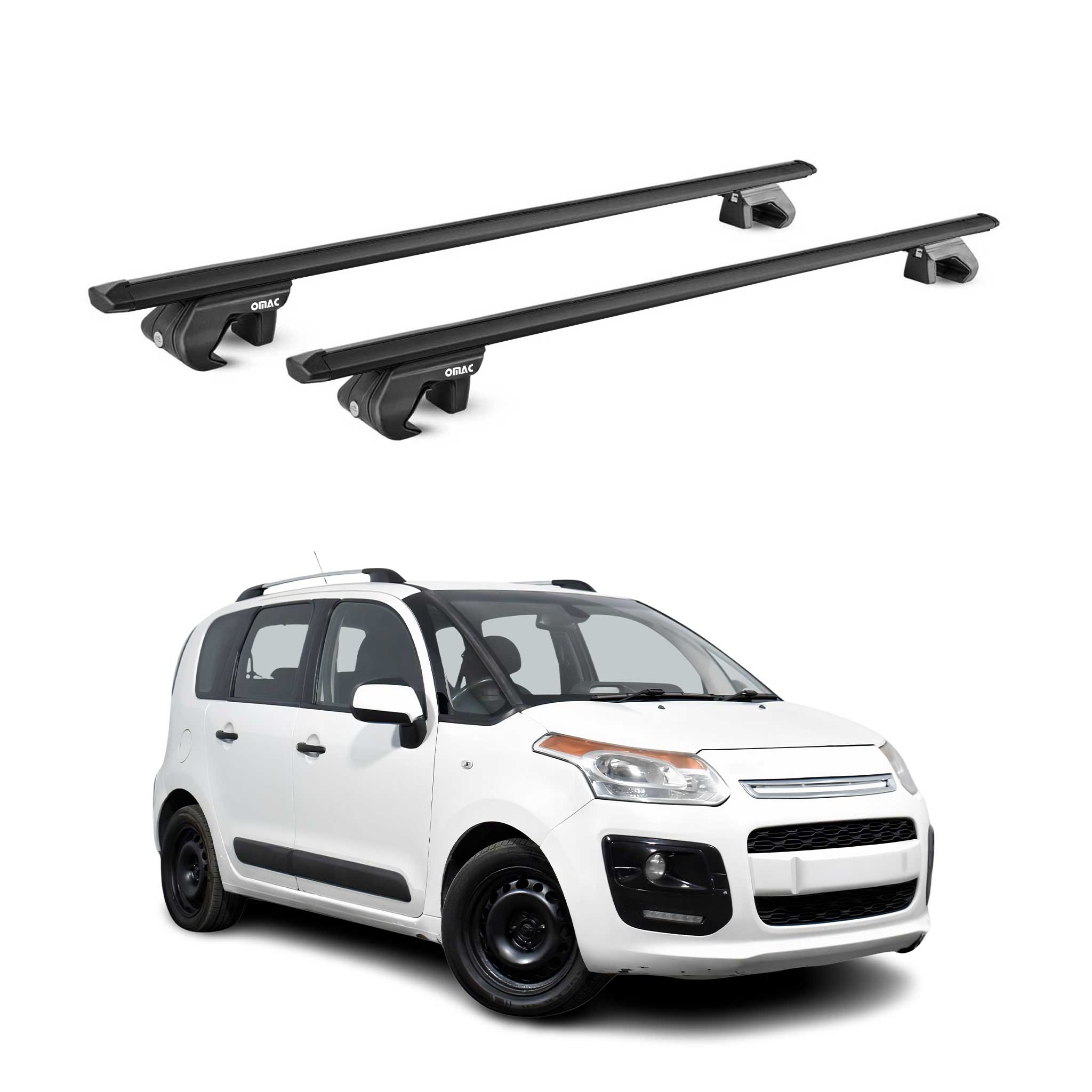 Barres de toit transversales pour Citroen C3 Picasso 2009-2016 Alu Noir ABE