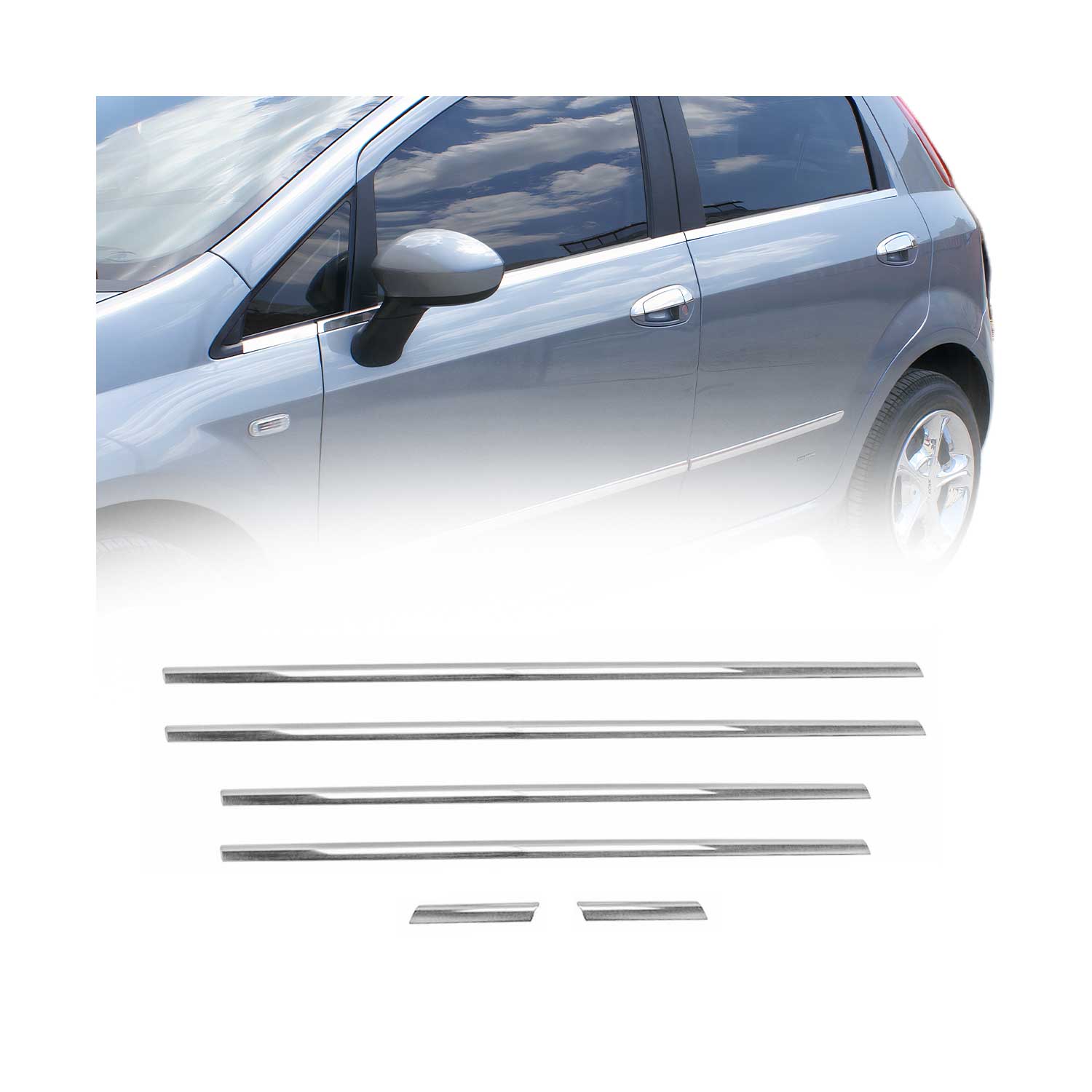 Garniture De Fenêtre pour Fiat Palio 1996-2000 Chromé Inox 6x