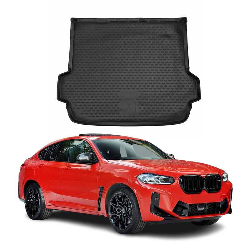 OMAC Tapis de coffre pour BMW X4 G02 2018-2024 sur mesure en caoutchouc Noir