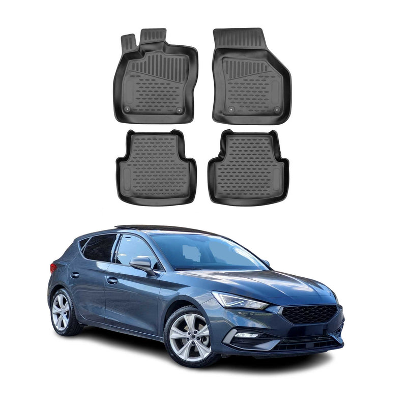 OMAC Tapis de sol pour Seat Leon 2020-2025 sur mesure en caoutchouc Noir