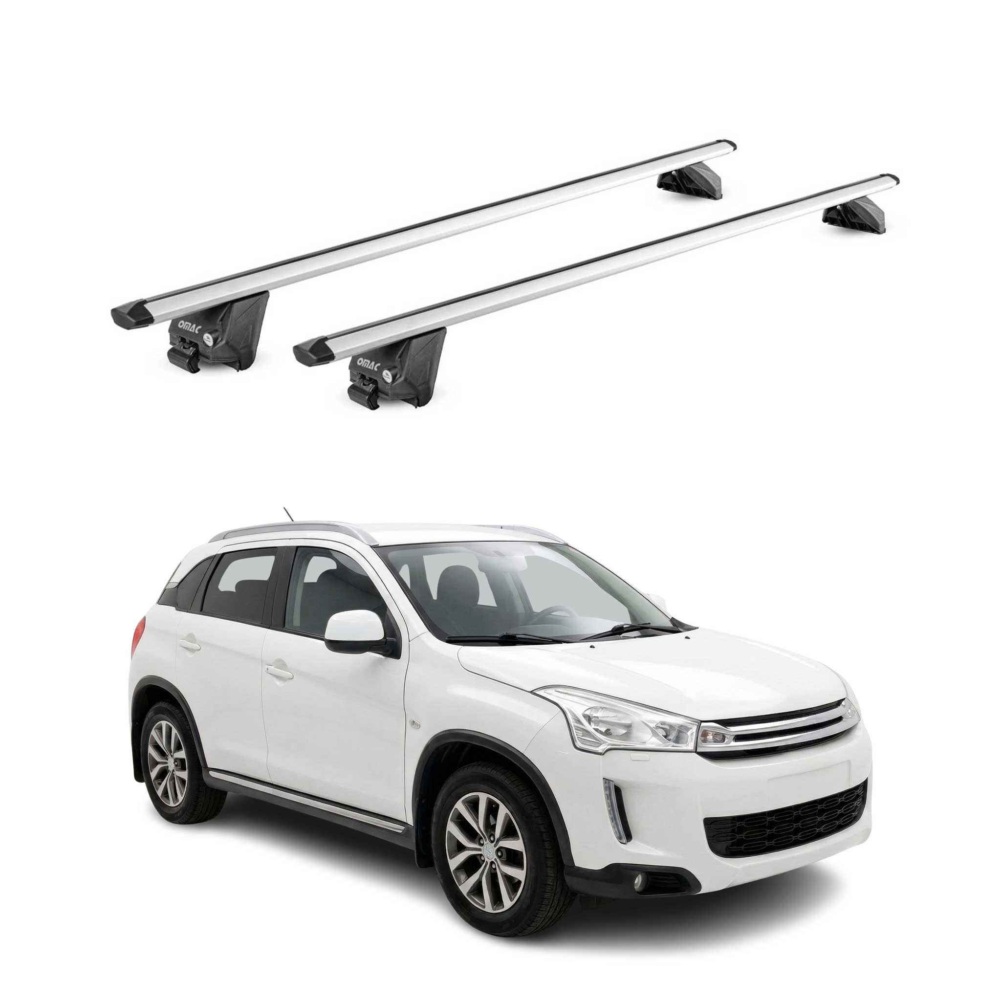 Barres de toit transversales pour Citroen C4 Aircross 2012-17 Aluminium Gris ABE