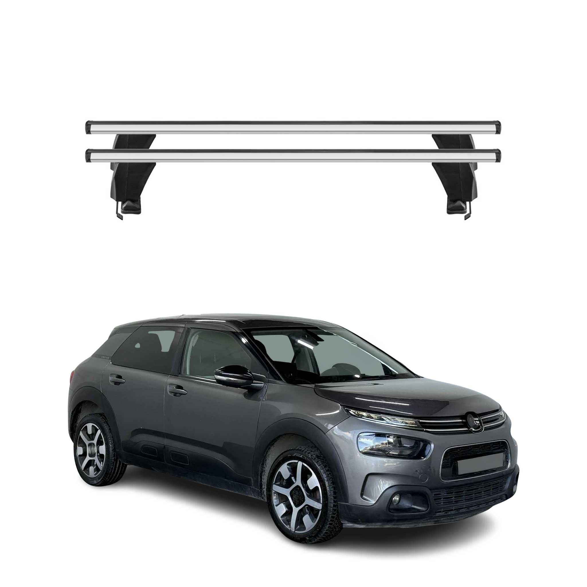 Barres de toit Transversales pour Citroen C4 Cactus II 2018-2024 Alu Gris 2x
