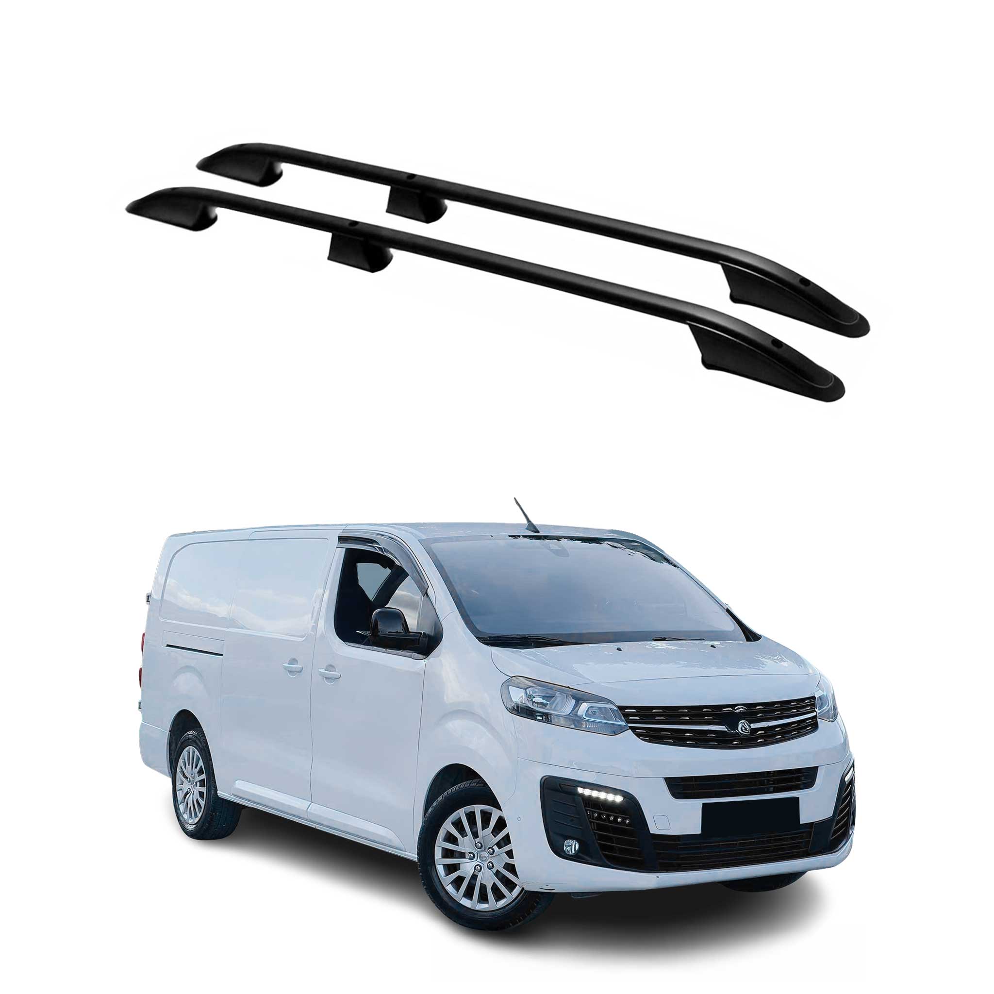 Barres de toit longitudinales pour Opel Vivaro 2019-2026 L3 Long Aluminium Noir