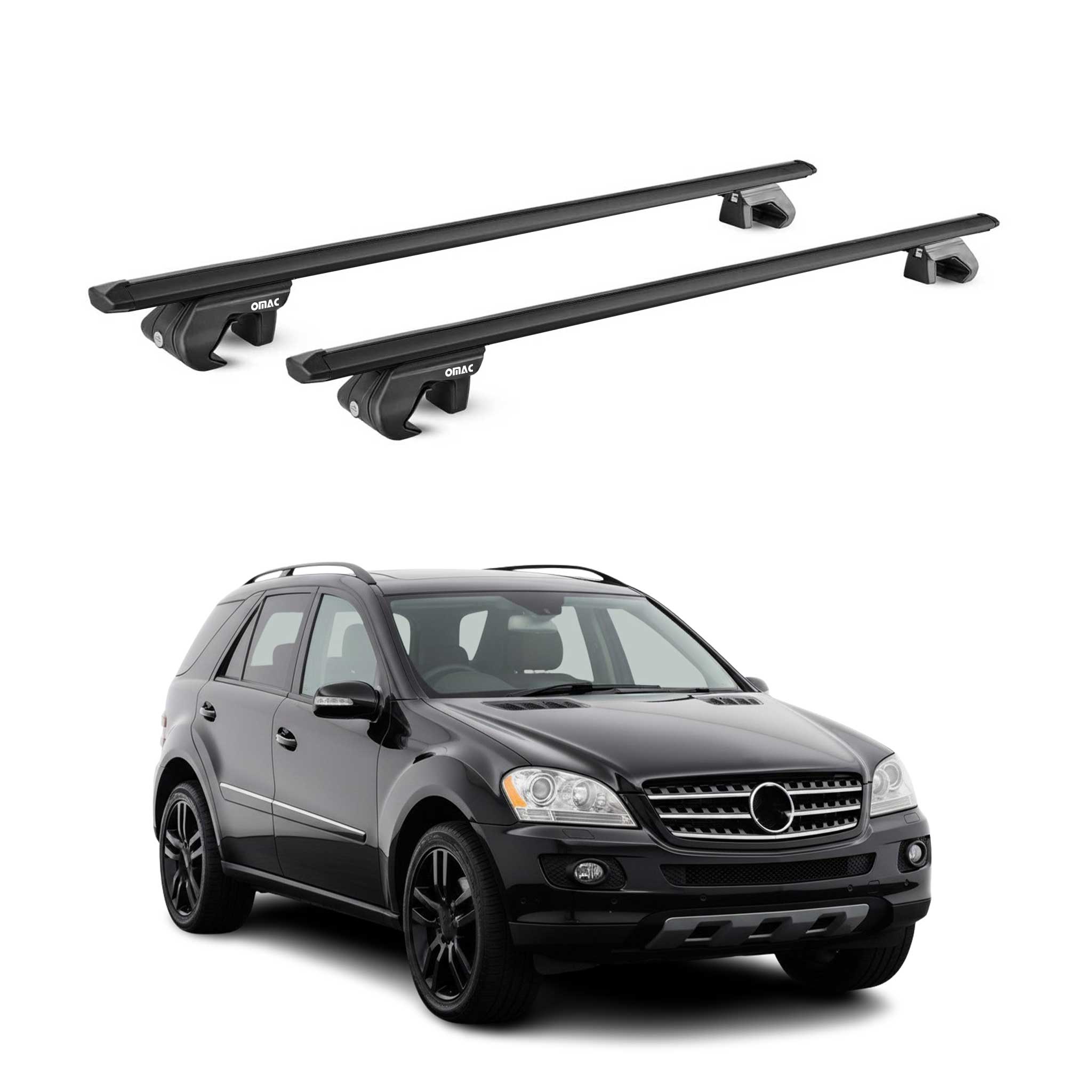 Barres de toit transversales ABE pour Mercedes Classe M W164 2006-2011 Noir 2x