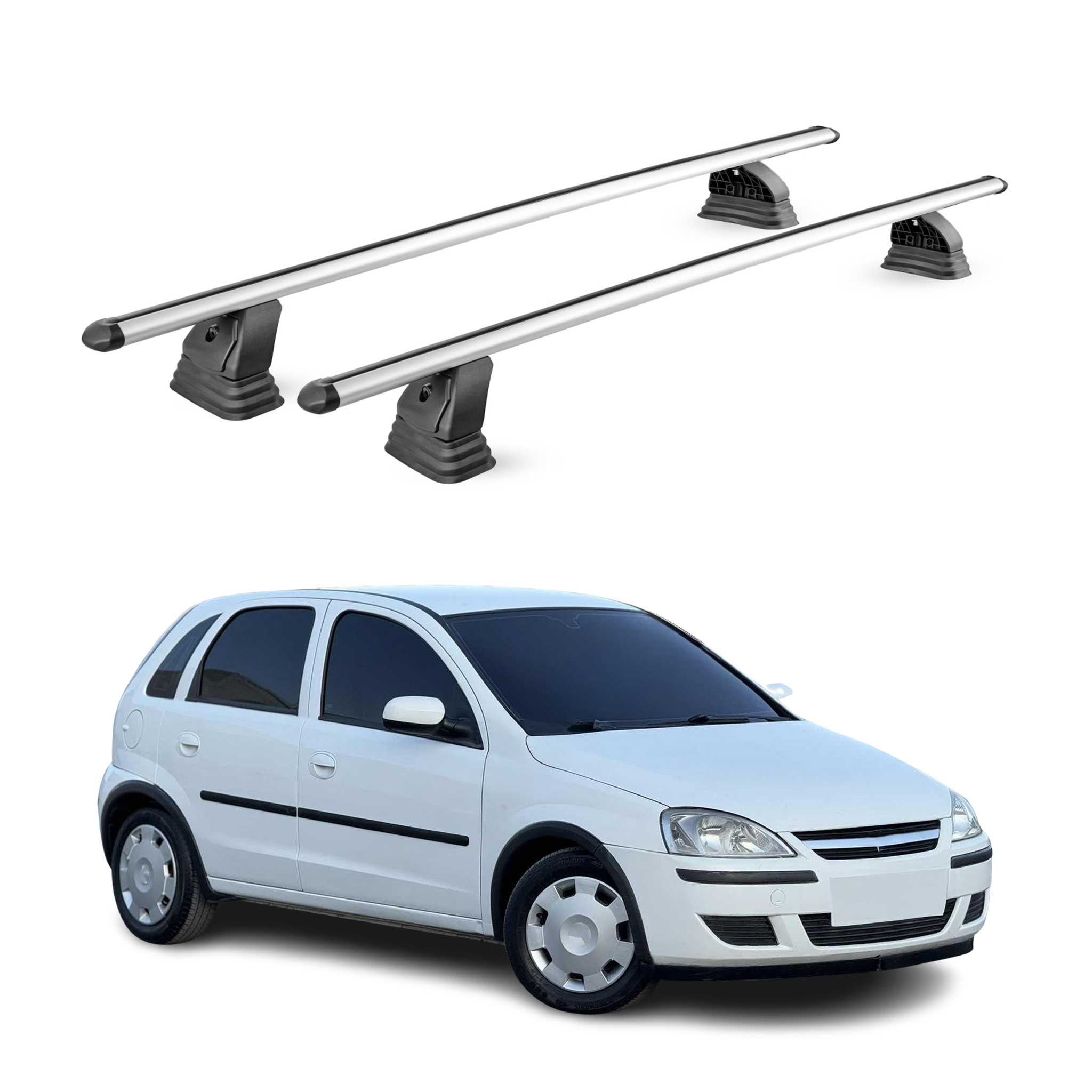 Barres de toit transversales Alu pour Opel Corsa C 2000-2006 HB TÜV Gris 2Pcs