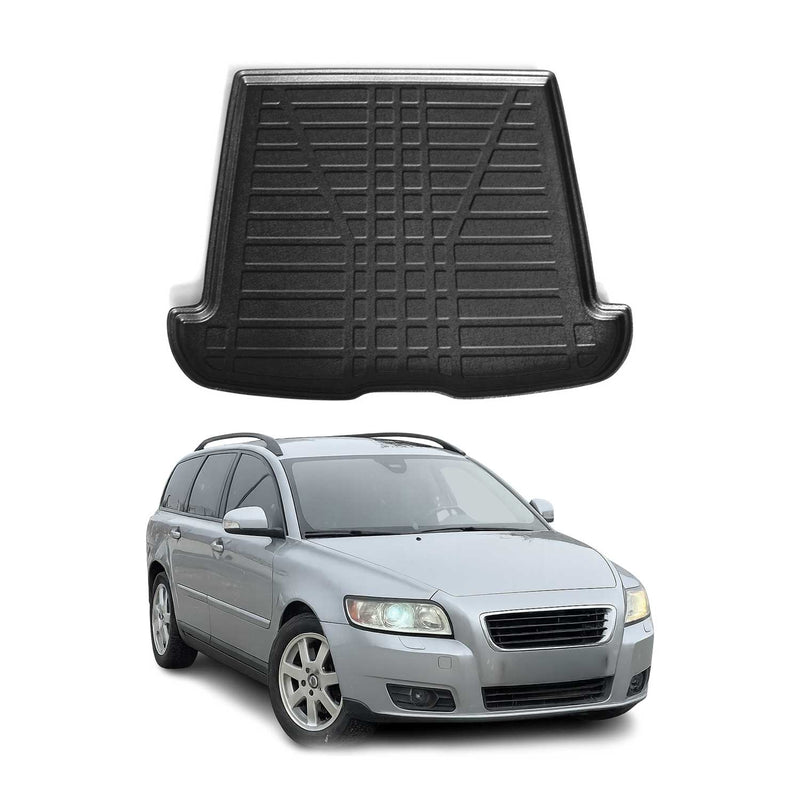 Tapis de Coffre pour Volvo V50 2004-2012 Break en TPE Noir