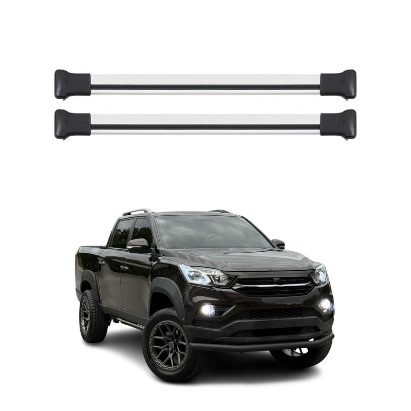 Barres de toit Transversales pour Ssangyong Musso Grand 2018-2025 Alu Gris 2x