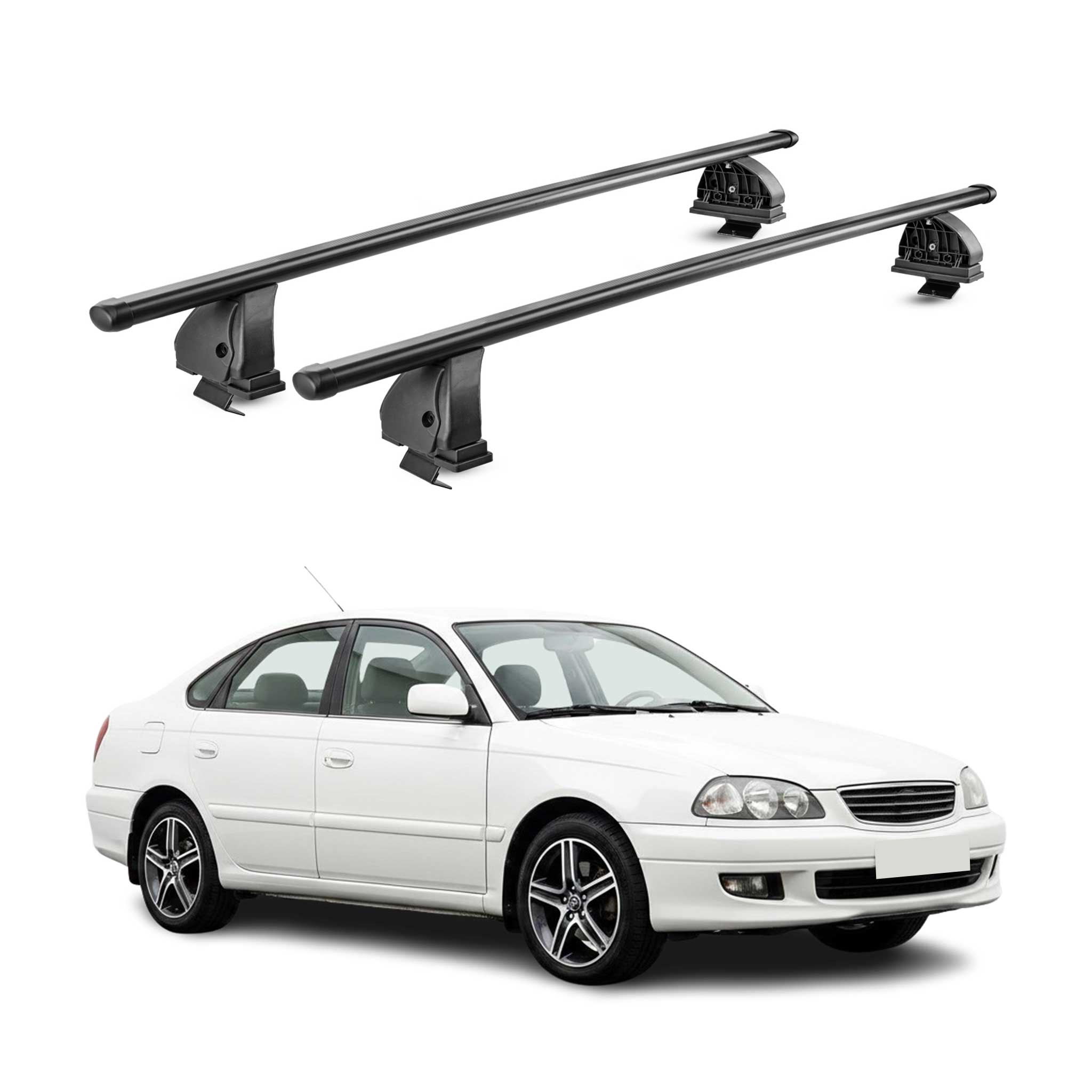 Barres de toit transversales acier pour Toyota Avensis I 1997-2003 TÜV Noir 2Pcs