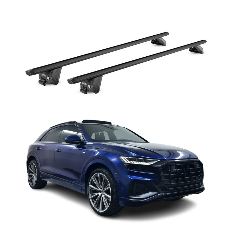 Barres de toit transversales pour Audi Q8 F1 2018-2025 Alu Noir 2 pièces ABE