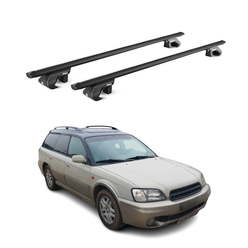 Barres de toit transversales pour Subaru Outback BE 1998-2003 Alu Noir 2x ABE