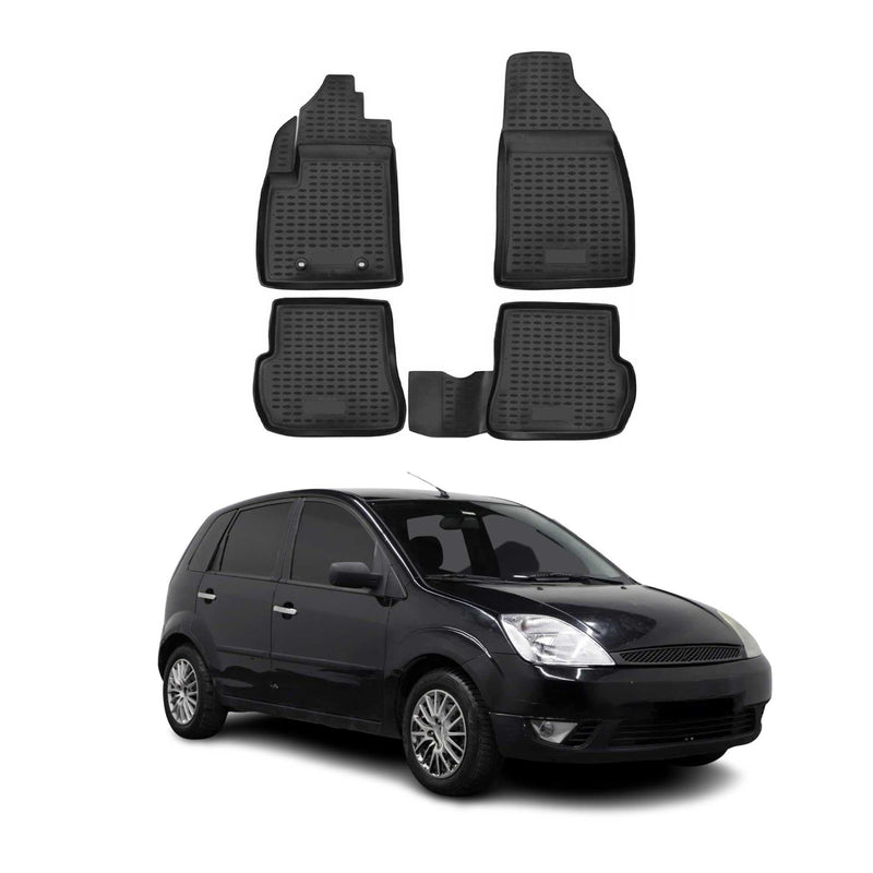 Tapis de sol pour Ford Fiesta 2001-2008 en caoutchouc TPE 3D Noir 4Pcs