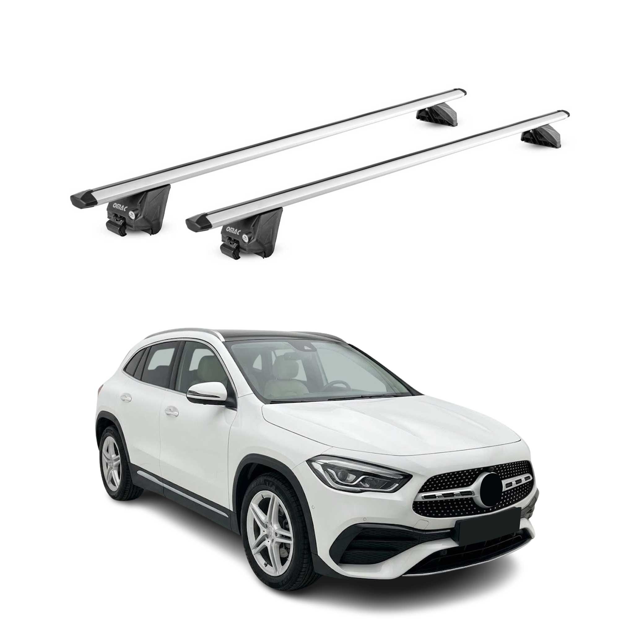 Barres de toit transversales pour Mercedes GLA H247 2020-2026 Aluminium Gris ABE