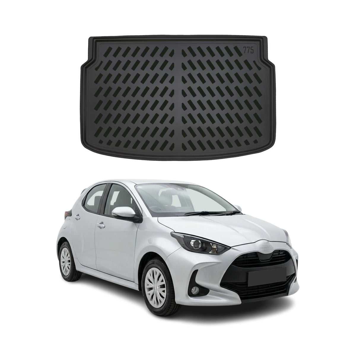 Tapis de coffre Supérieur pour Toyota Yaris 2020-2027 Noir 3D en Caoutchouc TPE