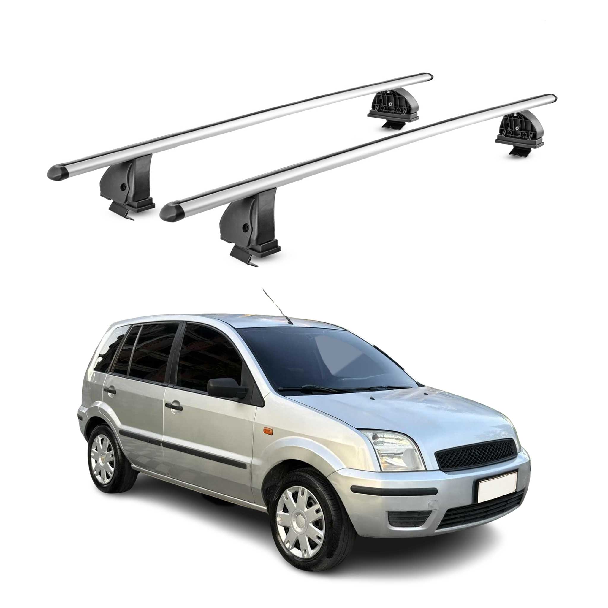 Barres de toit transversales Alu pour Ford Fusion 2002-2012 TÜV 75 kg Gris 2Pcs