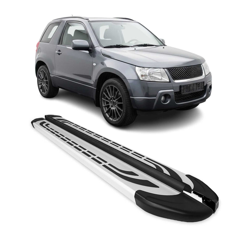 Marchepieds Latéraux pour Suzuki Grand Vitara 2006-2015 Aluminium Gris 3Porte 2x